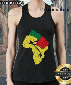 Hot African flag colors resist fist tank top showcasing vibrant design symbolizing strength and unity.