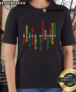 Hot Black History Month Powerful Leaders Ladies Tee featuring inspiring women in history for celebration and empowerment.