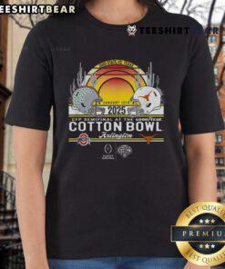 Hot CFP Cotton Bowl January 10th 2025 helmets and ladies tee showcasing team spirit and game day style.
