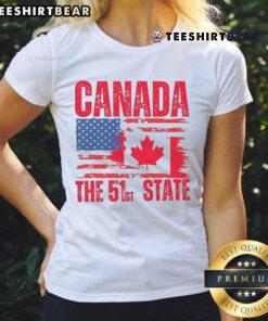 Hot Canada 51st State America flag ladies tee showcasing a stylish design for patriotic women.