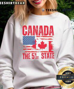 Hot Canada 51st State America Flag Sweatshirt featuring a stylish design for patriotic fashion lovers.