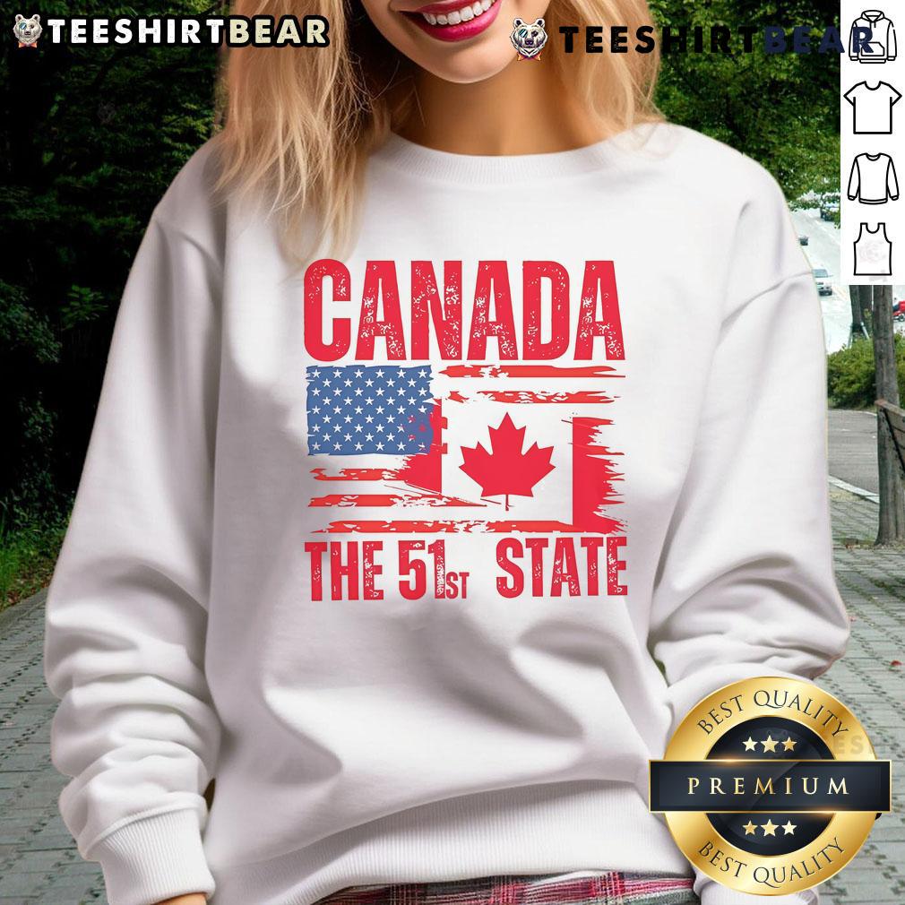 Hot Canada 51st State America Flag Sweatshirt featuring a stylish design for patriotic fashion lovers.