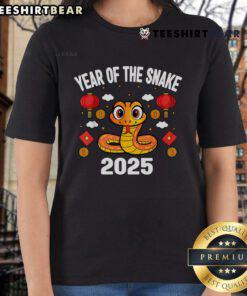 Hot Chinese New Year Year of the Snake 2025 ladies tee featuring vibrant graphics and festive colors for celebration.