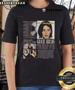 Alt Text: Hot Gracies Abrams album 'The Secrets of Us' featured on a stylish ladies tee design.