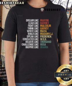 Stylish ladies tee featuring 'Hot Greatest African American Leaders' design for Black History Month celebration.