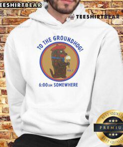 Cozy hoodie featuring a whimsical Groundhog Day design, perfect for celebrating the iconic holiday in style.