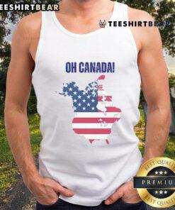 Hot Oh Canada Trump tank top design featuring Canada as the 51st state, perfect for patriotic summer wear.