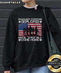 Hot Red Friday military sweatshirt promoting 'Remember Everyone Deployed' until they all come home. Stylish and supportive.