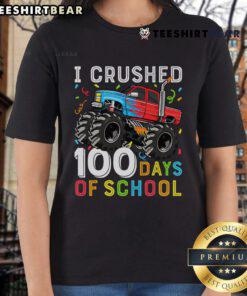 Nice 100 Days of School Monster Truck Ladies Tee featuring colorful truck design, perfect for celebrating school milestones.