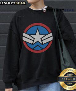 Stylish Captain America logo sweatshirt featuring vibrant colors and a comfortable fit, perfect for fans of Marvel.