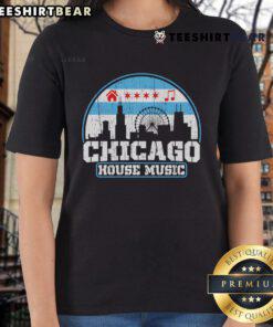 Vintage ladies tee featuring 'Nice Chicago House Music' design, perfect for music lovers and retro fashion enthusiasts.
