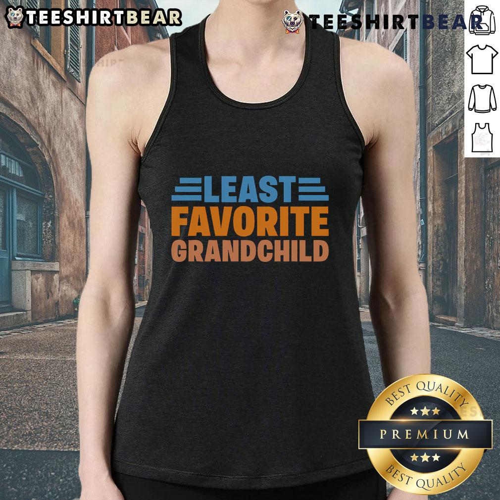 Playful 'Nice Least Favorite Grandchild' tank top design in vibrant colors, perfect for showcasing your unique family humor.