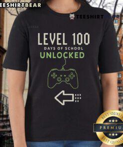 Nice Level 100 Unlocked 100 Days of School Achievement Ladies Tee featuring a vibrant design celebrating student milestones.