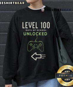 Nice Level 100 Unlocked sweatshirt celebrating 100 Days of School achievement with vibrant design and playful graphics.