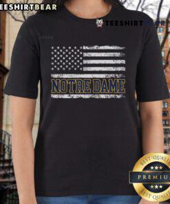 Stylish Nice Notre Dame USA Flag ladies tee showcasing vibrant colors and a comfortable fit for fans.