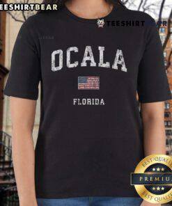 Vintage American Flag sports ladies tee from Nice Ocala, Florida, perfect for casual wear and patriotic events.