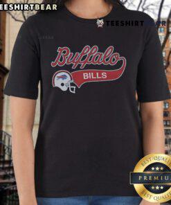 Nice Script Buffalo Bills Helmet Ladies Tee featuring a stylish design perfect for female fans of the Buffalo Bills.