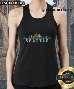 Vintage tank top featuring a stylish Nice Seattle skyline design in Washington, perfect for casual wear and Seattle lovers.