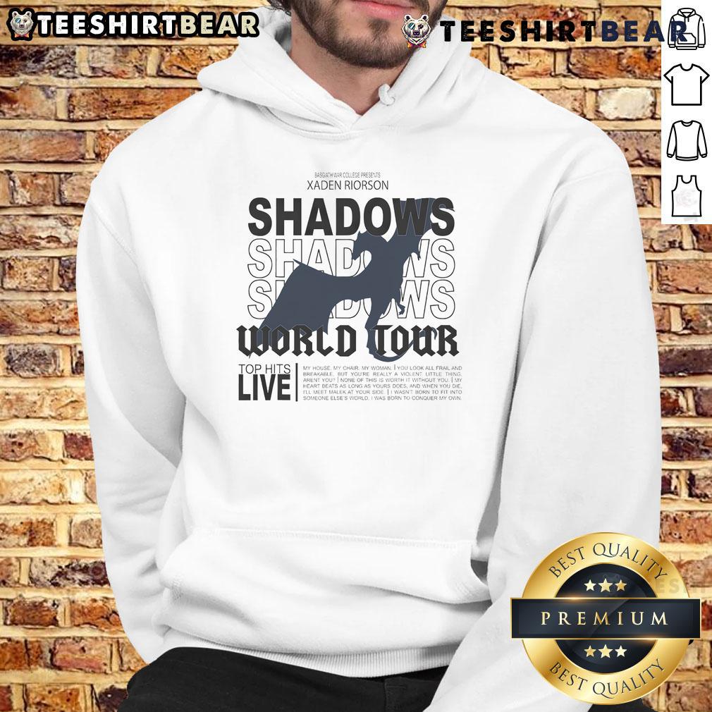 Stylish Nice Shadows World Fourth Wing World Hoodie displayed on a model, showcasing its unique design and vibrant colors.