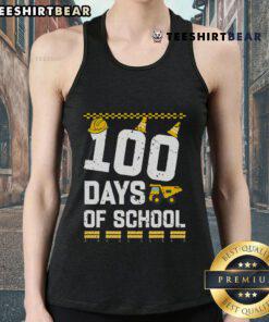 Official 100 Days of School tank top featuring colorful construction vehicles design for kids' celebrations.