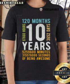 Vintage ladies tee celebrating 10th birthday with 'Official 120 Months' design for a stylish and fun look.