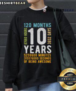 Vintage sweatshirt for 10th birthday, celebrating 120 months of life with a stylish design perfect for kids.