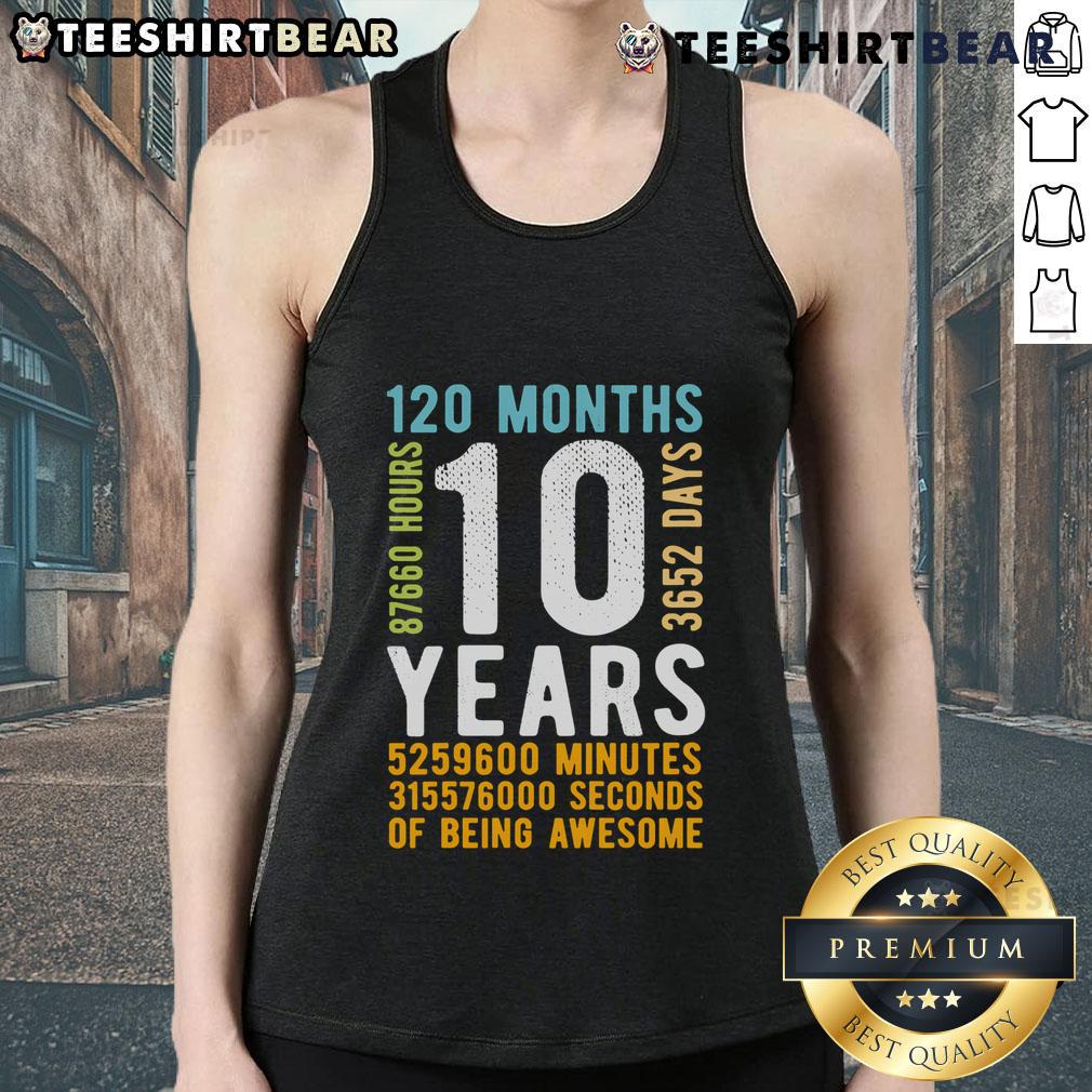 Official 120 Months 10th Birthday Vintage Tank Top featuring a fun retro design for kids' birthday celebrations.
