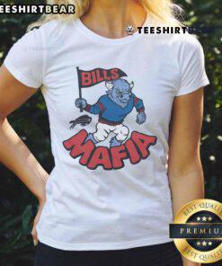 Official Buffalo Bills Mafia mascot ladies tee featuring vibrant team colors and iconic logo for passionate fans.