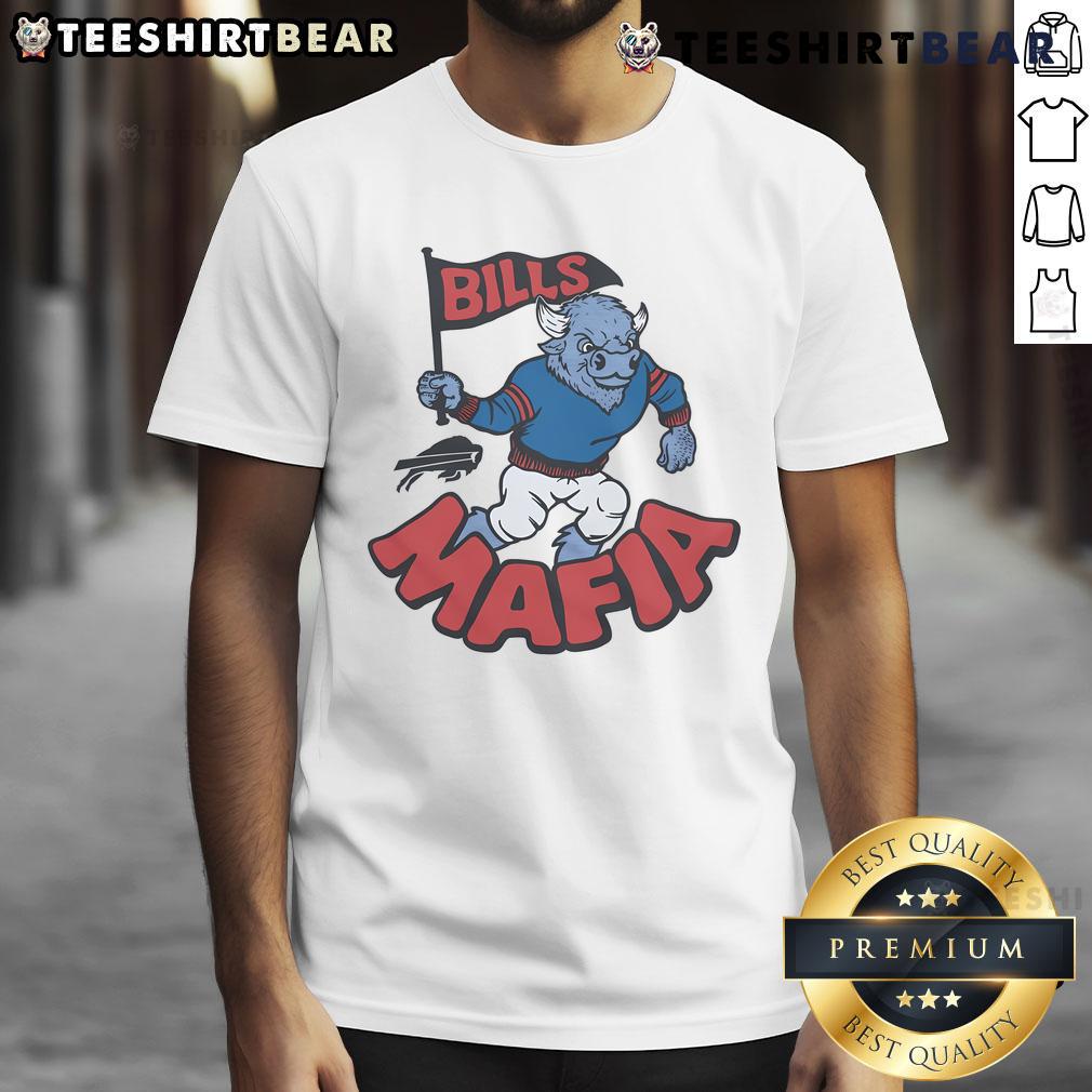 Official Buffalo Bills Mafia Mascot T-Shirt featuring vibrant team colors and a bold mascot graphic for fans.