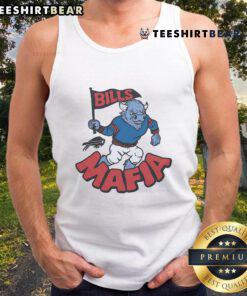 Buffalo Bills Mafia mascot tank top featuring vibrant team colors and logo, perfect for game day and fan wear.