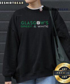 Alt Text: Official Glasgow's Green and White Sweatshirt featuring a stylish design, perfect for fans and casual wear.