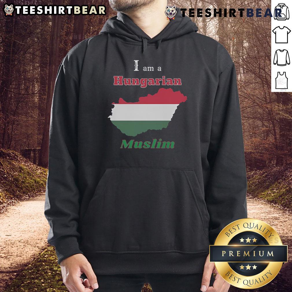Official 'I Am A Hungarian Muslim' hoodie featuring bold text design, perfect for expressing cultural identity.