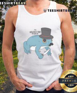 Official It Is Violence Time My Good Sir Frog Tank Top featuring a playful frog design, perfect for casual summer wear.
