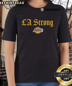 Official Los Angeles Lakers LA Strong ladies tee featuring vibrant team colors and stylish design for female fans.