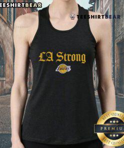 Official Los Angeles Lakers LA Strong tank top featuring team colors and logo, perfect for fans and casual wear.