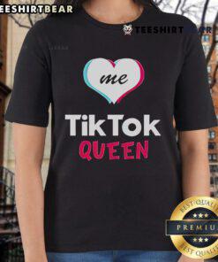 Official Love Me TikTok Queen 2025 ladies tee featuring vibrant design, perfect for TikTok fans and fashion lovers.