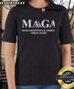 Alt Text: Official MAGA Make Argentina America Great Again Ladies Tee featuring bold text on a stylish t-shirt design.