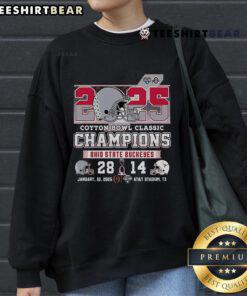 Official NCAA Ohio State Cotton Bowl Classic 2025 Champions sweatshirt featuring team colors and logo.