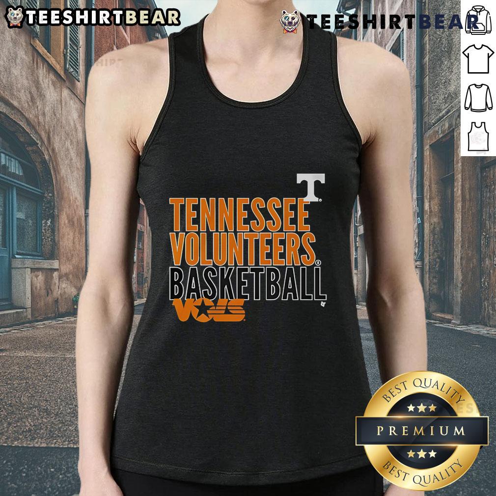 Official Tennessee Volunteers basketball tank top featuring Vols text logo overlay in orange and white colors.