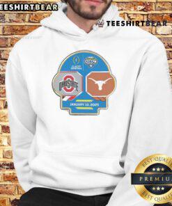 Alt Text: Official Texas Longhorns hoodie featuring playoff semifinal design for Cotton Bowl vs Ohio State Buckeyes.