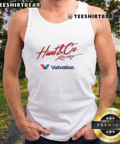 Official The Hunt and CO Racing Oil Valvoline VR1 Tank Top featuring a vibrant design, perfect for racing enthusiasts.