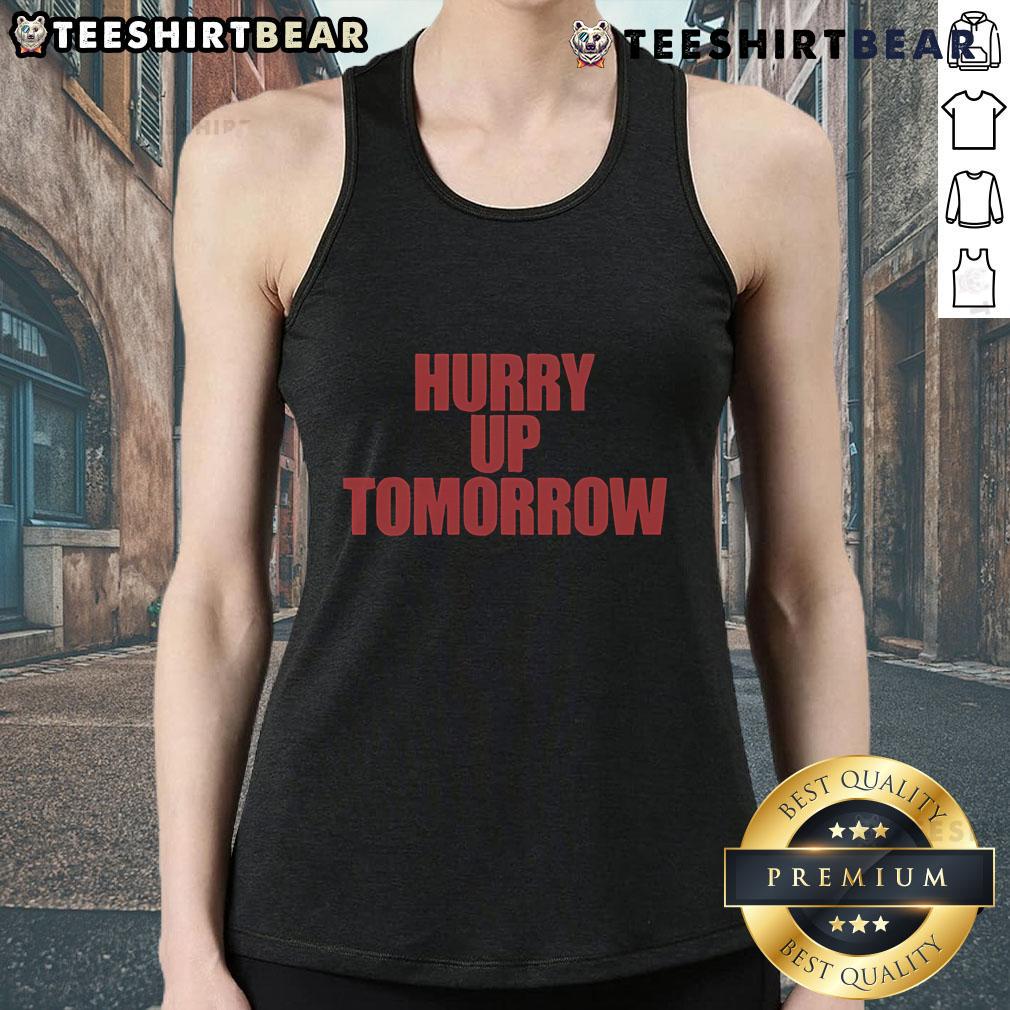Alt Text: Official The Weeknd Hurry Up Tomorrow album tank top featuring vibrant artwork and stylish design for fans.