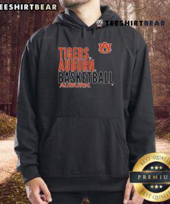 Official Tigers Auburn Basketball text logo overlay hoodie in navy, perfect for fans and athletes alike.