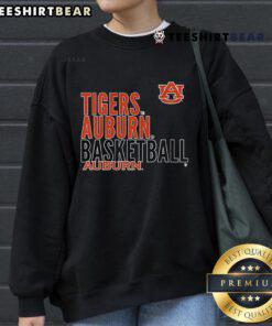 Official Tigers Auburn Basketball text logo overlay sweatshirt in navy, perfect for fans and game day wear.