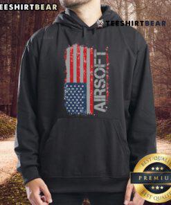 Official USA Flag Airsoft Shooting Sports Gun Hoodie featuring a bold flag design, perfect for enthusiasts and outdoor activities.