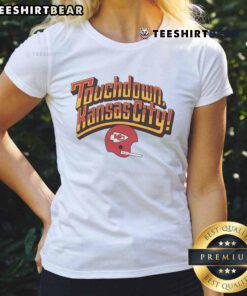 Original Touchdown Kansas City Chiefs Ladies Tee featuring vibrant team colors and stylish design for female fans.