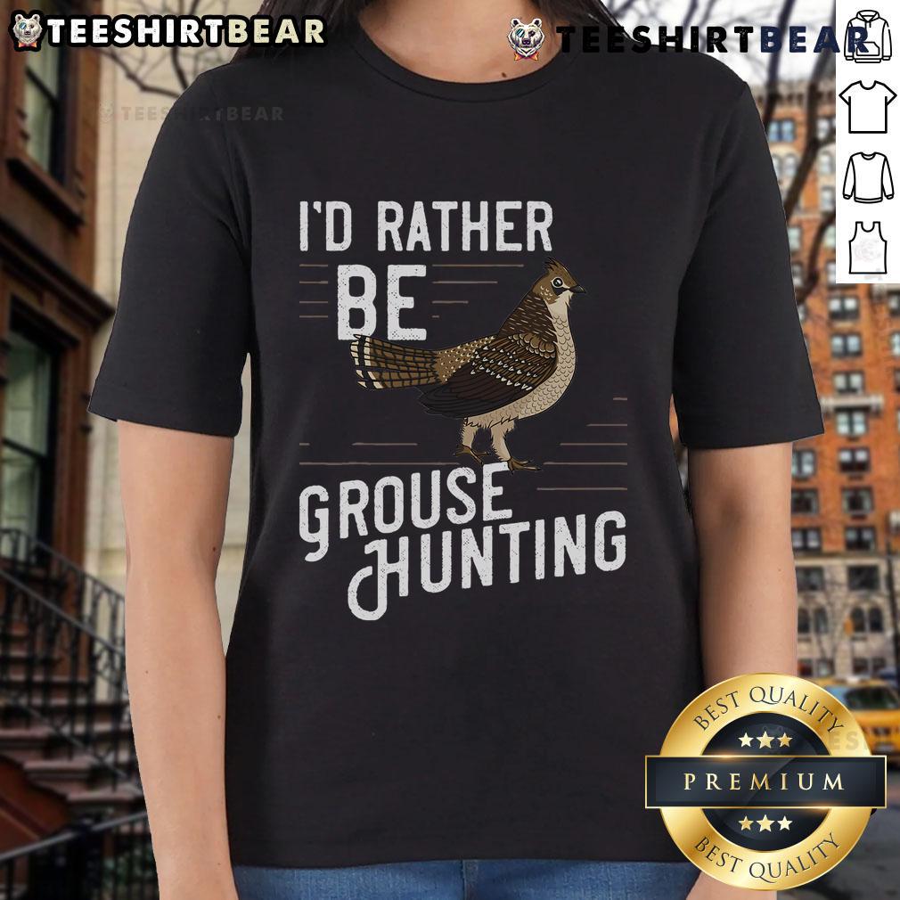 Premium Ruffed Grouse bird design on a ladies tee, perfect gift for hunting enthusiasts and nature lovers.
