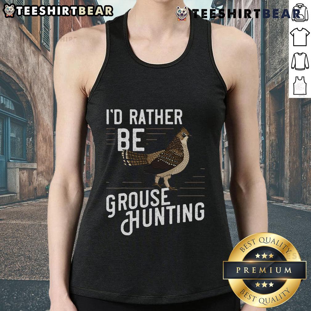 Premium Ruffed Grouse tank top featuring a vibrant spruce grouse design, perfect gift for bird hunting enthusiasts.