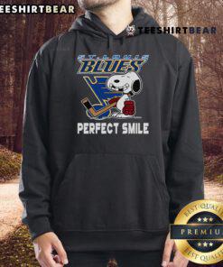 St. Louis Blues Snoopy hoodie featuring a perfect smile, blending Peanuts movie charm with NHL hockey style.