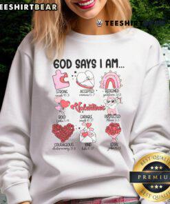 Alt Text: Pretty retro God sweatshirt with 'I Am Christian' design for Valentine's Day self-love fashion.